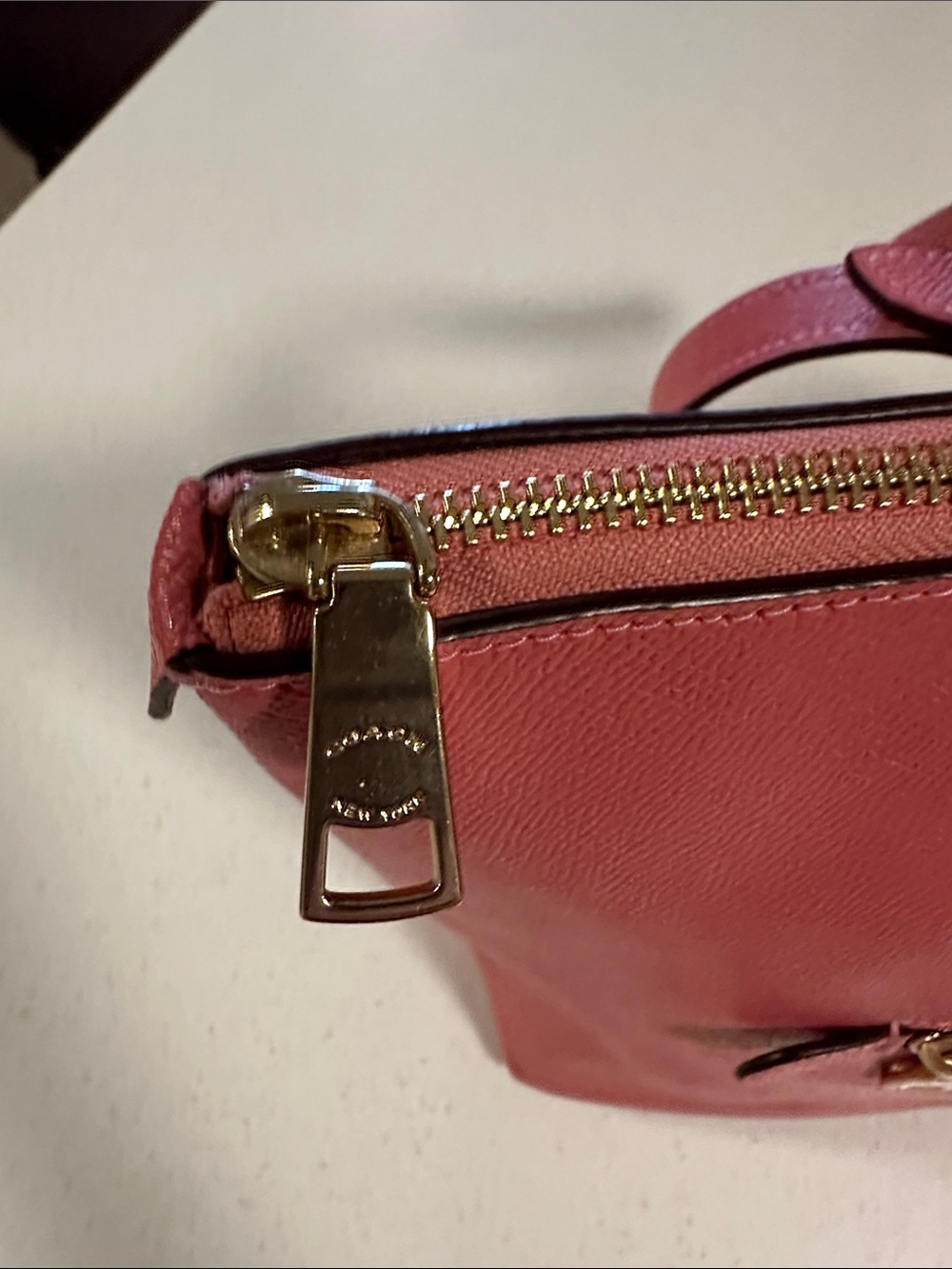 Coach Coral Pink Saffiano Leather Tote with Front Zip - Picture 4 of 11